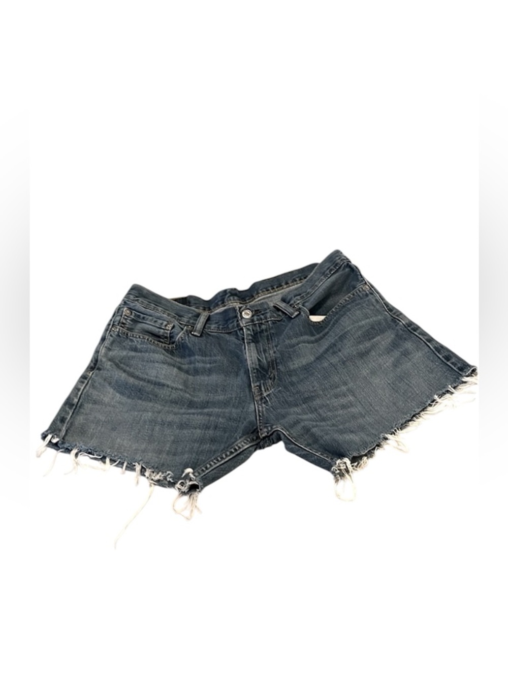 Levis 514 Distressed Cut Off Blue Denim Jean Shorts Jorts Sz 34